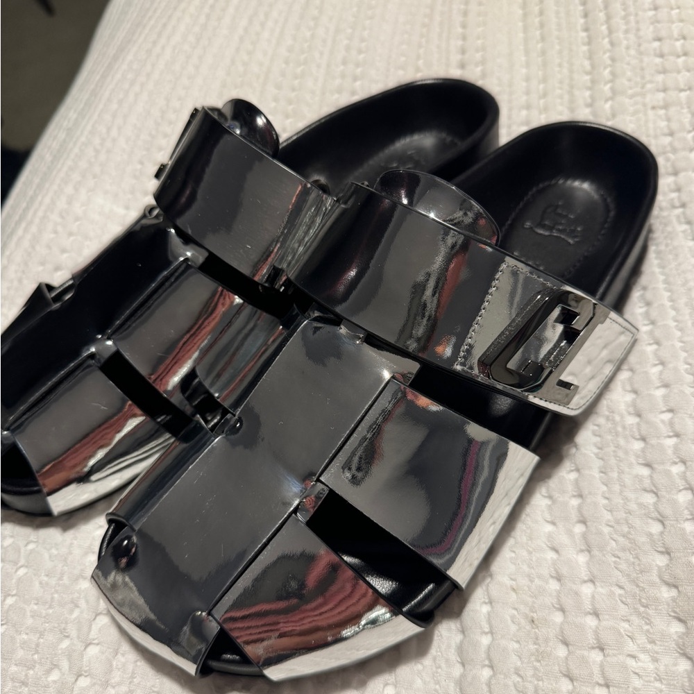Christian Louboutin Silver and Black Fashion Sandals